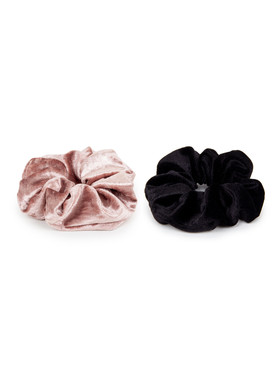 Комплект резинок для волос черного цвета и пыльной розы из бархата 2 шт.