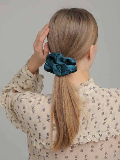 Комплект резинок для волос темного сине-зеленого и черного цвета 2 шт.