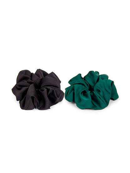 Комплект резинок для волос зеленого и черного цвета 2 шт.