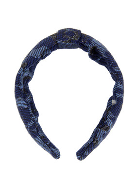Ободок базовый синего цвета, принт "леопард"