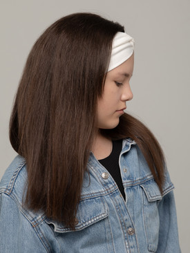Детская повязка на голову широкая молочного цвета из джерси
