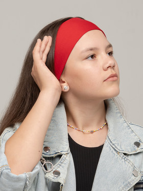 Детская повязка на голову красного цвета из джерси