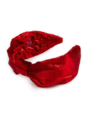 Ободок базовый красного цвета из бархата с люрексом