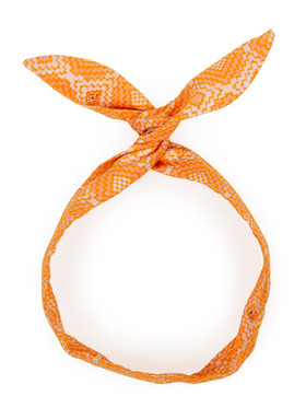Повязка гибкая оранжевого цвета, принт геометрический (узкая)